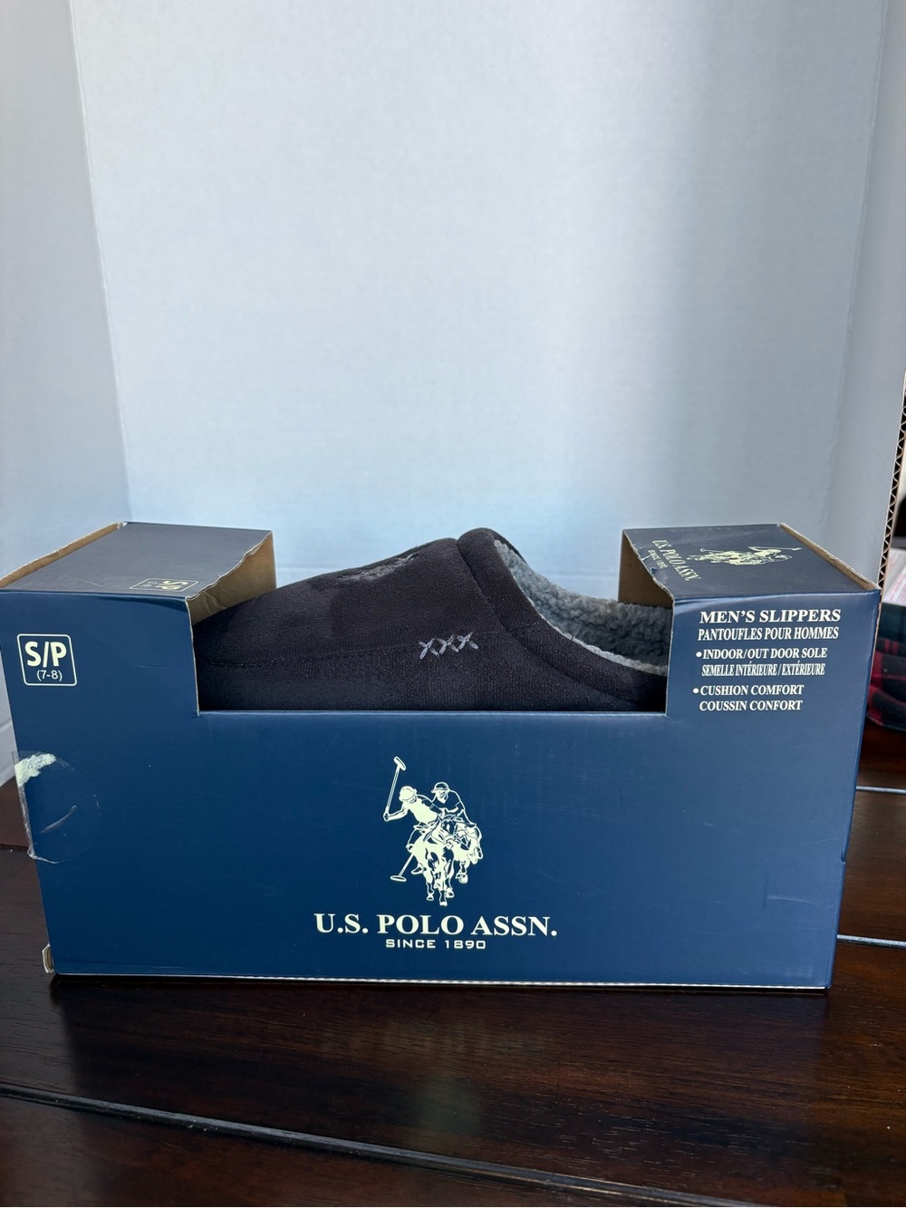 U.S. Polo Assn. Men’s Black Slip-On Slippers